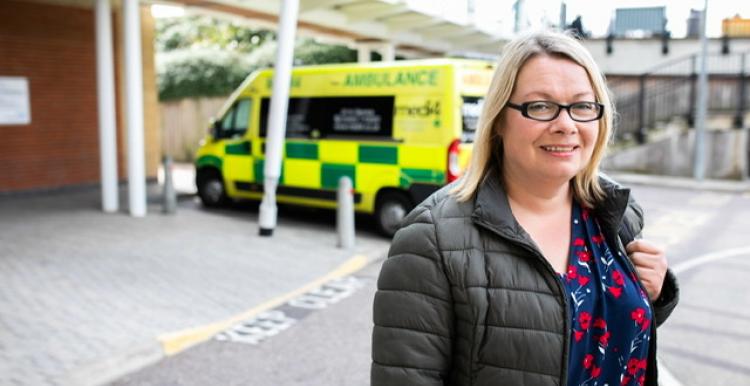 Woman leaving hospital