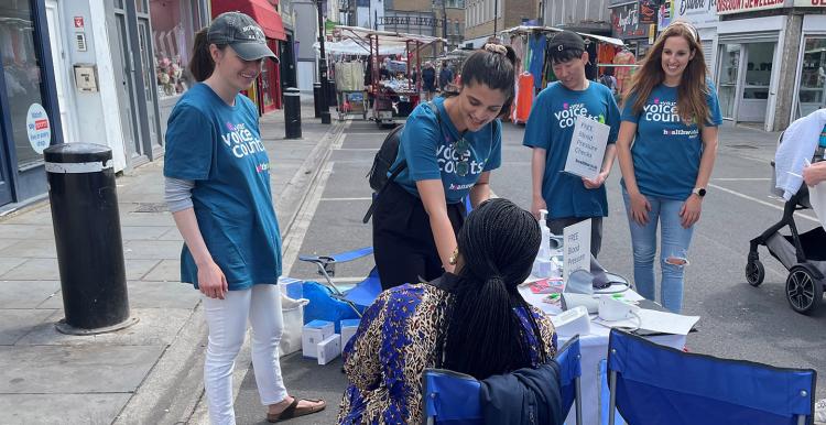 Our volunteers speaking to local people about their experiences of health and care 