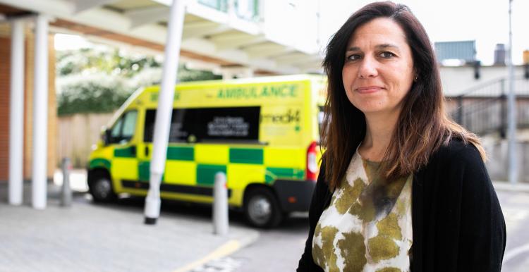 Long Covid patient outside a hospital