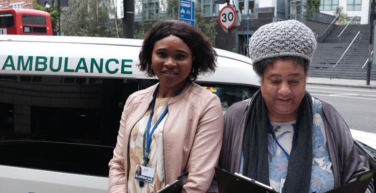 Healthwatch volunteers outside Moorfields Eye Hospital