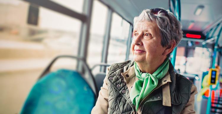 elderly woman on a bus