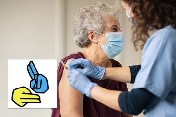 Older woman receiving a covid vaccination